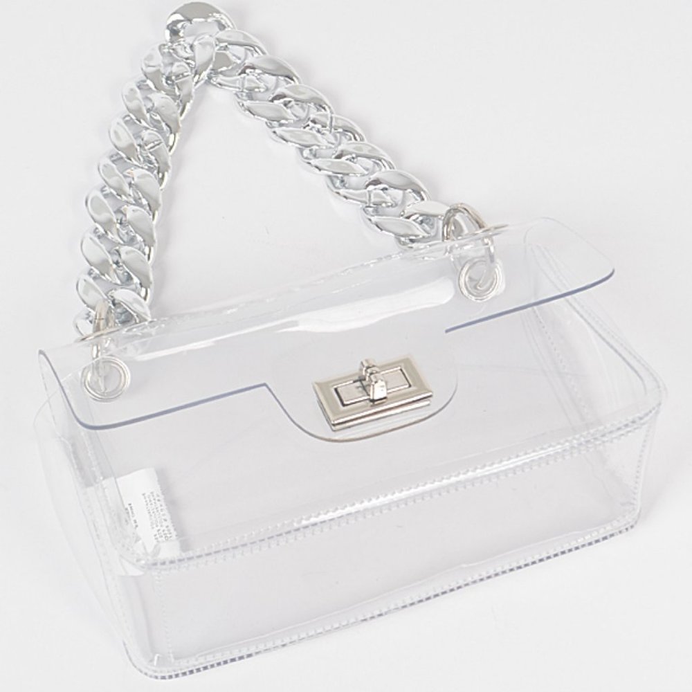 BNWT Brand New Transparent Chain Handle Stadium Bag, Cleared Bag - Picture 3 of 6